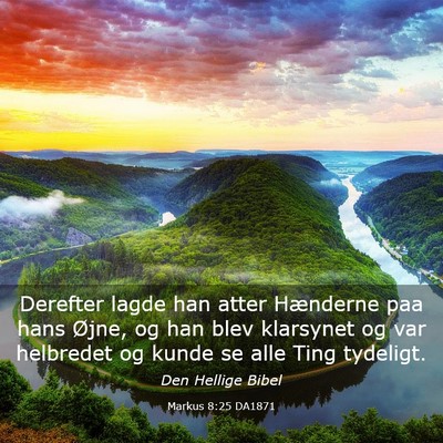 Picture 03 - Markus 8:25 DA1871 - Derefter lagde han atter Hænderne paa hans - Bible Verse Picture
