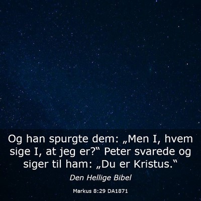 Picture 03 - Markus 8:29 DA1871 - Og han spurgte dem: „Men I, hvem sige I, at jeg - Bible Verse Picture