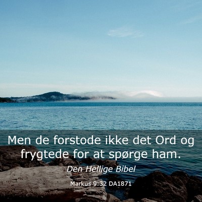 Picture 03 - Markus 9:32 DA1871 - Men de forstode ikke det Ord og frygtede for at - Bible Verse Picture
