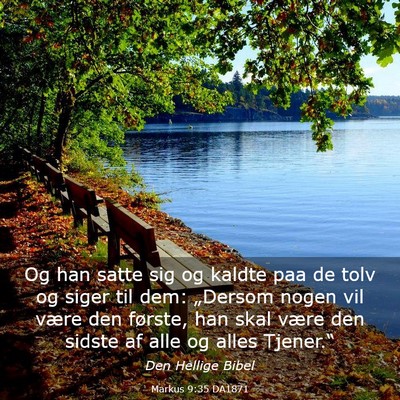 Picture 03 - Markus 9:35 DA1871 - Og han satte sig og kaldte paa de tolv og siger - Bible Verse Picture