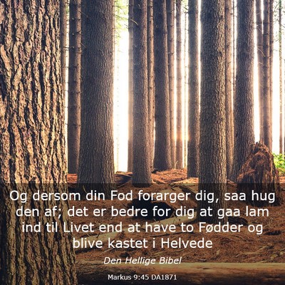 Picture 03 - Markus 9:45 DA1871 - Og dersom din Fod forarger dig, saa hug den af; - Bible Verse Picture