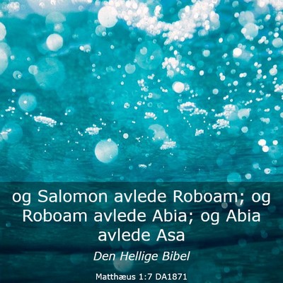 Picture 03 - Matthæus 1:7 DA1871 - og Salomon avlede Roboam; og Roboam avlede Abia; - Bible Verse Picture