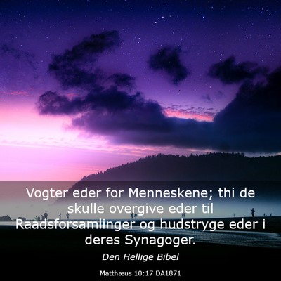 Picture 03 - Matthæus 10:17 DA1871 - Vogter eder for Menneskene; thi de skulle - Bible Verse Picture