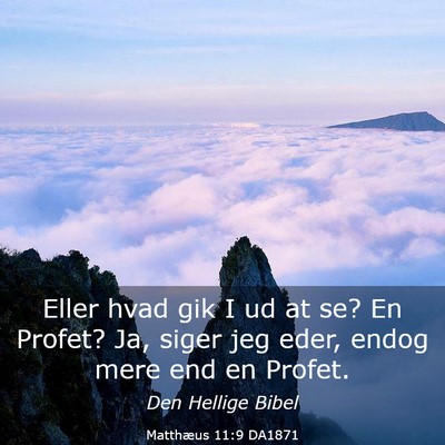 Picture 03 - Matthæus 11:9 DA1871 - Eller hvad gik I ud at se? En Profet? Ja, siger - Bible Verse Picture