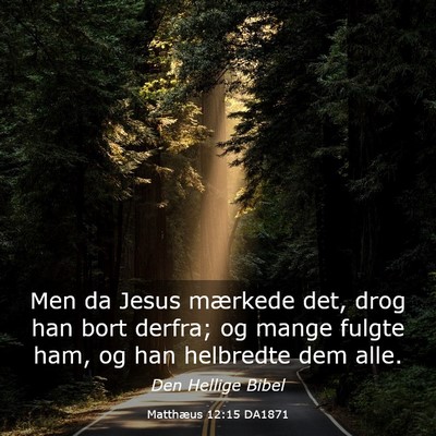 Picture 03 - Matthæus 12:15 DA1871 - Men da Jesus mærkede det, drog han bort derfra; - Bible Verse Picture