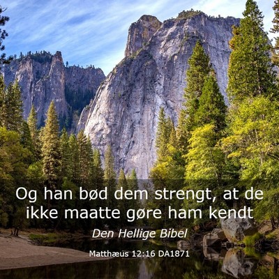 Picture 03 - Matthæus 12:16 DA1871 - Og han bød dem strengt, at de ikke maatte gøre - Bible Verse Picture