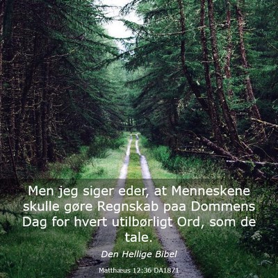 Picture 03 - Matthæus 12:36 DA1871 - Men jeg siger eder, at Menneskene skulle gøre - Bible Verse Picture
