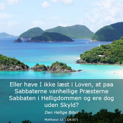 Picture 03 - Matthæus 12:5 DA1871 - Eller have I ikke læst i Loven, at paa - Bible Verse Picture