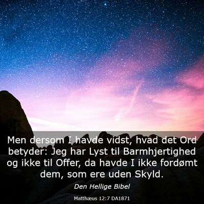 Picture 03 - Matthæus 12:7 DA1871 - Men dersom I havde vidst, hvad det Ord betyder: - Bible Verse Picture