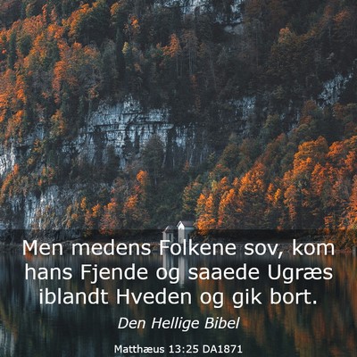 Picture 03 - Matthæus 13:25 DA1871 - Men medens Folkene sov, kom hans Fjende og saaede - Bible Verse Picture