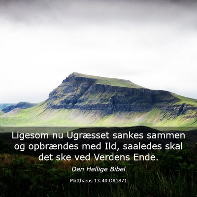 Picture 03 - Matthæus 13:40 DA1871 - Ligesom nu Ugræsset sankes sammen og opbrændes - Bible Verse Picture