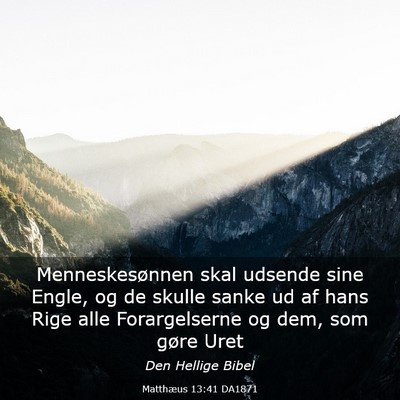 Picture 03 - Matthæus 13:41 DA1871 - Menneskesønnen skal udsende sine Engle, og de - Bible Verse Picture