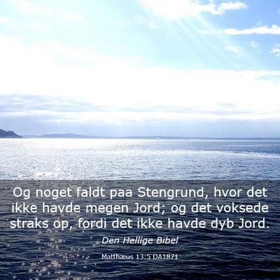 Picture 03 - Matthæus 13:5 DA1871 - Og noget faldt paa Stengrund, hvor det ikke havde - Bible Verse Picture