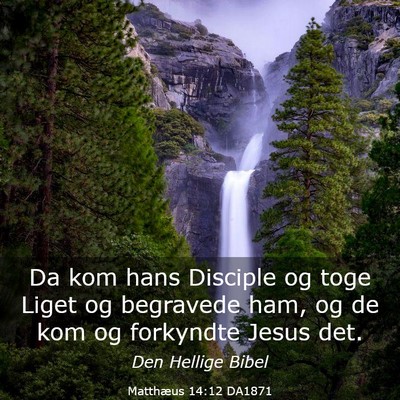 Picture 03 - Matthæus 14:12 DA1871 - Da kom hans Disciple og toge Liget og begravede - Bible Verse Picture