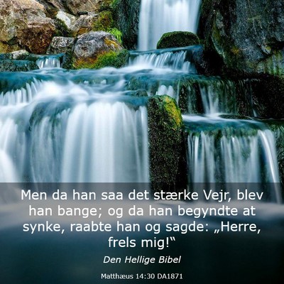 Picture 03 - Matthæus 14:30 DA1871 - Men da han saa det stærke Vejr, blev han bange; - Bible Verse Picture