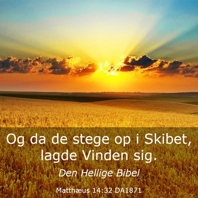 Picture 03 - Matthæus 14:32 DA1871 - Og da de stege op i Skibet, lagde Vinden - Bible Verse Picture