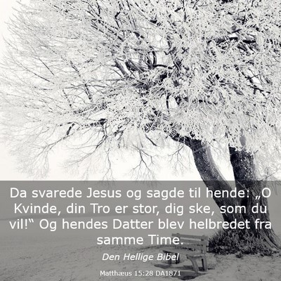 Picture 03 - Matthæus 15:28 DA1871 - Da svarede Jesus og sagde til hende: „O Kvinde, - Bible Verse Picture