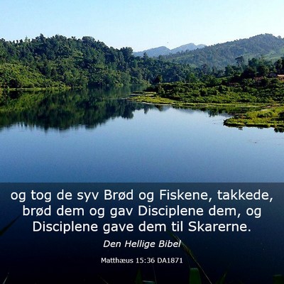 Picture 03 - Matthæus 15:36 DA1871 - og tog de syv Brød og Fiskene, takkede, brød - Bible Verse Picture