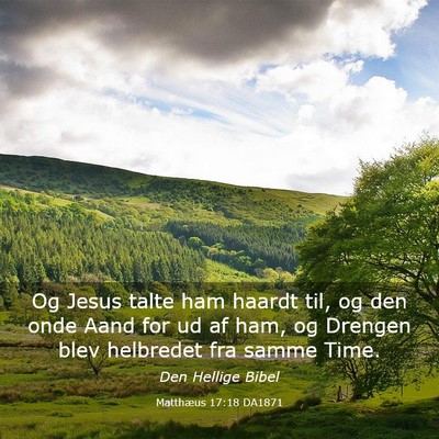 Picture 03 - Matthæus 17:18 DA1871 - Og Jesus talte ham haardt til, og den onde Aand - Bible Verse Picture