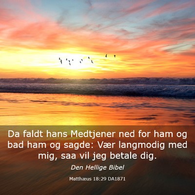 Picture 03 - Matthæus 18:29 DA1871 - Da faldt hans Medtjener ned for ham og bad ham og - Bible Verse Picture