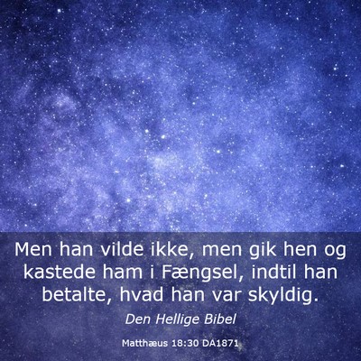 Picture 03 - Matthæus 18:30 DA1871 - Men han vilde ikke, men gik hen og kastede ham i - Bible Verse Picture
