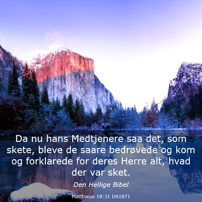 Picture 03 - Matthæus 18:31 DA1871 - Da nu hans Medtjenere saa det, som skete, bleve - Bible Verse Picture