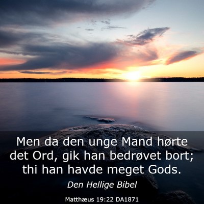 Picture 03 - Matthæus 19:22 DA1871 - Men da den unge Mand hørte det Ord, gik han - Bible Verse Picture