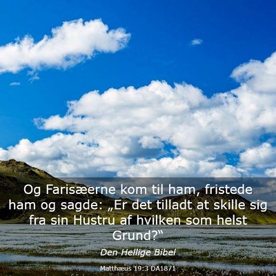Picture 03 - Matthæus 19:3 DA1871 - Og Farisæerne kom til ham, fristede ham og - Bible Verse Picture