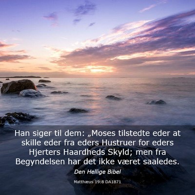 Picture 03 - Matthæus 19:8 DA1871 - Han siger til dem: „Moses tilstedte eder at - Bible Verse Picture