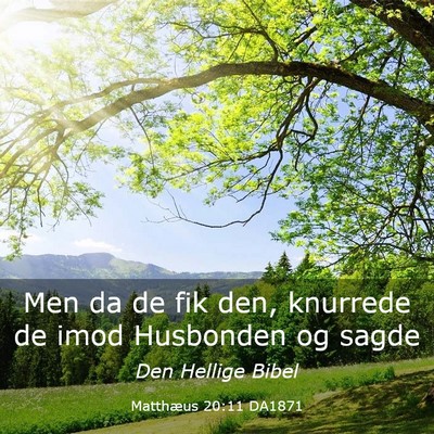 Picture 03 - Matthæus 20:11 DA1871 - Men da de fik den, knurrede de imod Husbonden og - Bible Verse Picture
