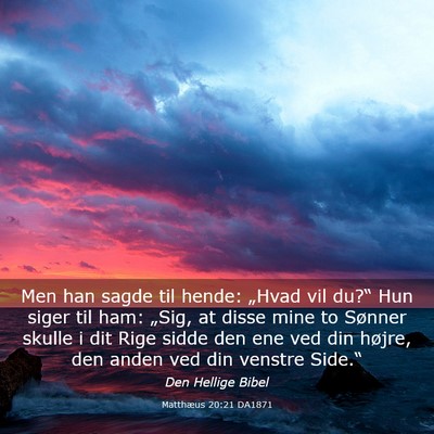 Picture 03 - Matthæus 20:21 DA1871 - Men han sagde til hende: „Hvad vil du?“ Hun - Bible Verse Picture