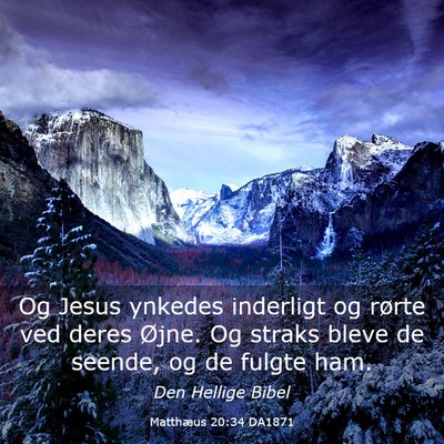 Picture 03 - Matthæus 20:34 DA1871 - Og Jesus ynkedes inderligt og rørte ved deres - Bible Verse Picture