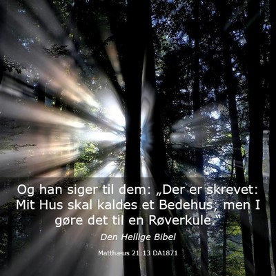 Picture 03 - Matthæus 21:13 DA1871 - Og han siger til dem: „Der er skrevet: Mit Hus - Bible Verse Picture