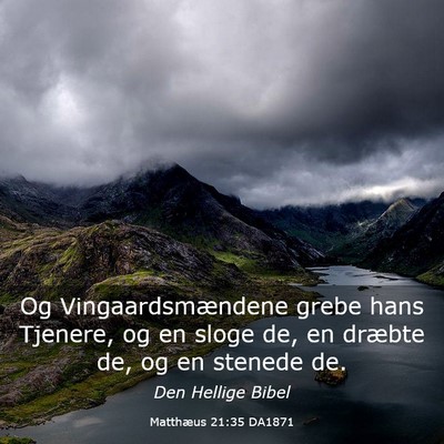 Picture 03 - Matthæus 21:35 DA1871 - Og Vingaardsmændene grebe hans Tjenere, og en - Bible Verse Picture