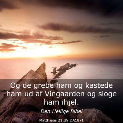 Picture 03 - Matthæus 21:39 DA1871 - Og de grebe ham og kastede ham ud af Vingaarden - Bible Verse Picture