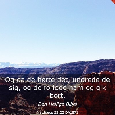 Picture 03 - Matthæus 22:22 DA1871 - Og da de hørte det, undrede de sig, og de - Bible Verse Picture