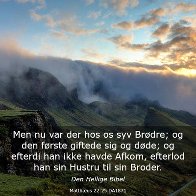 Picture 03 - Matthæus 22:25 DA1871 - Men nu var der hos os syv Brødre; og den første - Bible Verse Picture