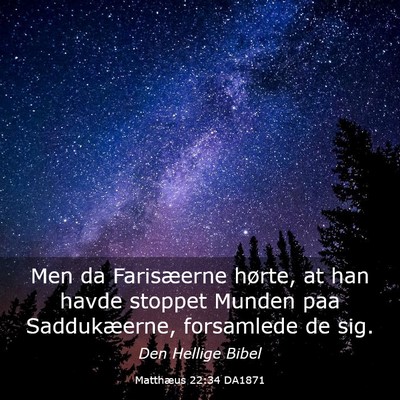 Picture 03 - Matthæus 22:34 DA1871 - Men da Farisæerne hørte, at han havde stoppet - Bible Verse Picture