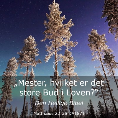 Picture 03 - Matthæus 22:36 DA1871 - „Mester, hvilket er det store Bud i - Bible Verse Picture