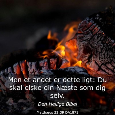 Picture 03 - Matthæus 22:39 DA1871 - Men et andet er dette ligt: Du skal elske din - Bible Verse Picture