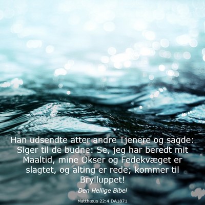 Picture 03 - Matthæus 22:4 DA1871 - Han udsendte atter andre Tjenere og sagde: Siger - Bible Verse Picture