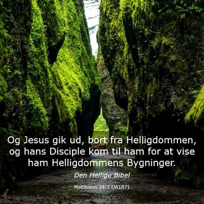 Picture 03 - Matthæus 24:1 DA1871 - Og Jesus gik ud, bort fra Helligdommen, og hans - Bible Verse Picture