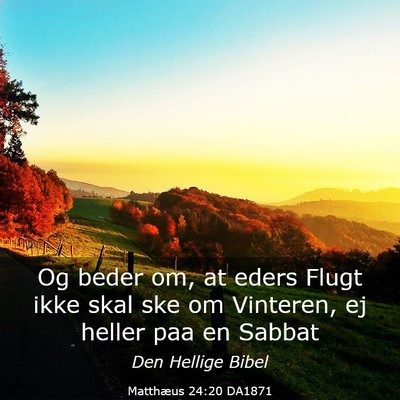 Picture 03 - Matthæus 24:20 DA1871 - Og beder om, at eders Flugt ikke skal ske om - Bible Verse Picture