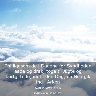 Picture 03 - Matthæus 24:38 DA1871 - Thi ligesom de i Dagene før Syndfloden aade og - Bible Verse Picture