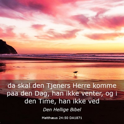 Picture 03 - Matthæus 24:50 DA1871 - da skal den Tjeners Herre komme paa den Dag, han - Bible Verse Picture