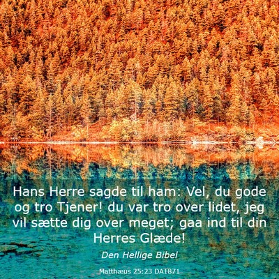 Picture 03 - Matthæus 25:23 DA1871 - Hans Herre sagde til ham: Vel, du gode og tro - Bible Verse Picture