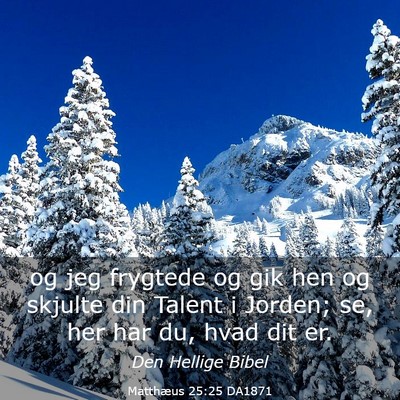Picture 03 - Matthæus 25:25 DA1871 - og jeg frygtede og gik hen og skjulte din Talent - Bible Verse Picture