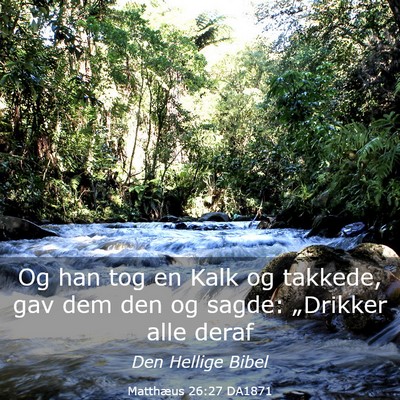 Picture 03 - Matthæus 26:27 DA1871 - Og han tog en Kalk og takkede, gav dem den og - Bible Verse Picture