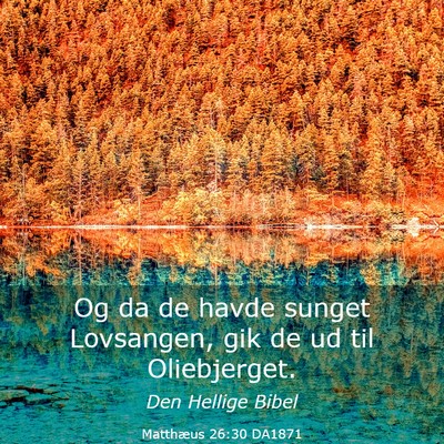 Picture 03 - Matthæus 26:30 DA1871 - Og da de havde sunget Lovsangen, gik de ud til - Bible Verse Picture