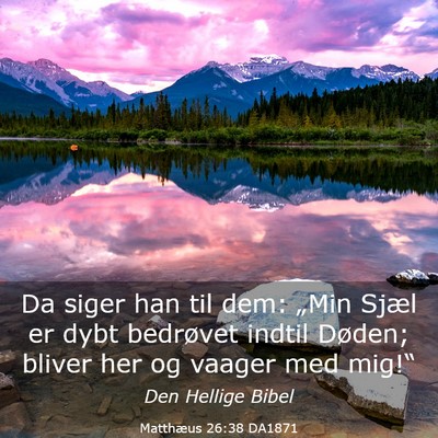 Picture 03 - Matthæus 26:38 DA1871 - Da siger han til dem: „Min Sjæl er dybt - Bible Verse Picture